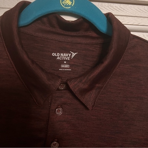 Men’s Active Go Dry Dark Red Heathered Performance Polo Medium - Picture 4 of 7